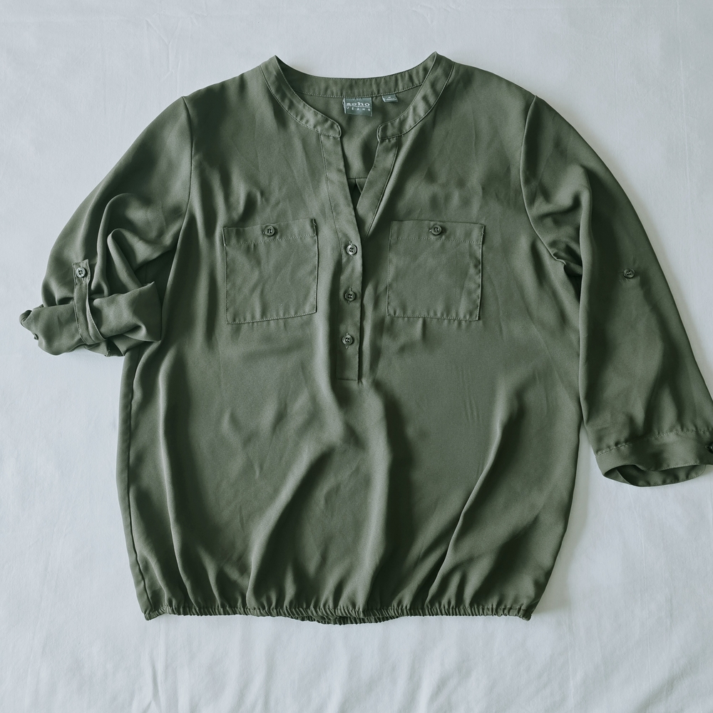 Stylish Olive Button-Up Women's Blouse